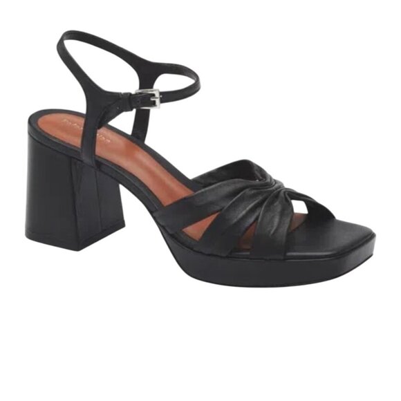 Reformation Maize Satin Platform Sandals block heeled shoes Ineutral Black 8 - Picture 2 of 12